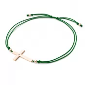 Šňůrkový náramek kříž s diamantem 10947-NRS-ZEL-CV-DIA