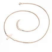 Náhrdelník s křížem a diamantem v růžovém zlatě 10947-NH01-CV