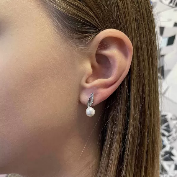 Perlová souprava s říční perlou a zirkony bilá 29048.1B