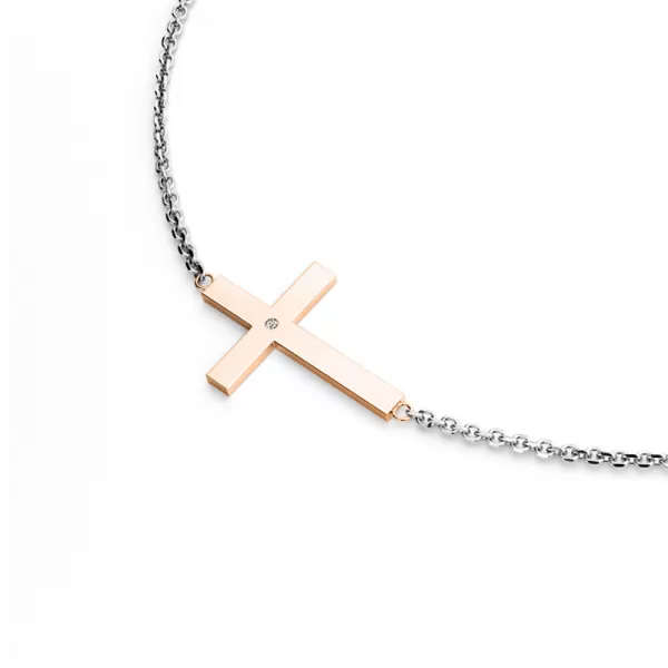 Náhrdelník s křížem a diamantem 10947-NH01-BCV