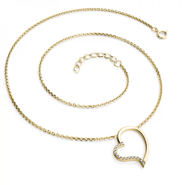 Náhrdelník srdce s diamanty ve žlutém zlatě 10948-NH01-ZL