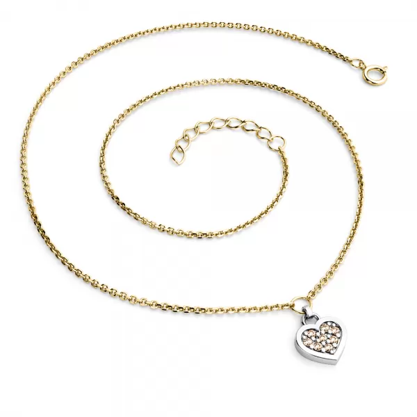 Náhrdelník se srdíčkem s Champagne brilianty 10881-NH01A-ZLB-Champ