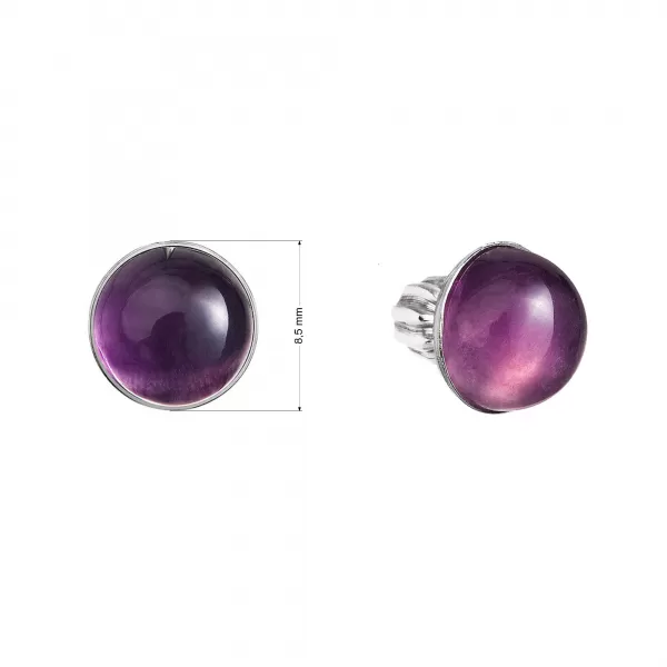 Stříbrné náušnice pecky s pravými minerálními kameny kulaté 11491.3 Fluorit Rainbow