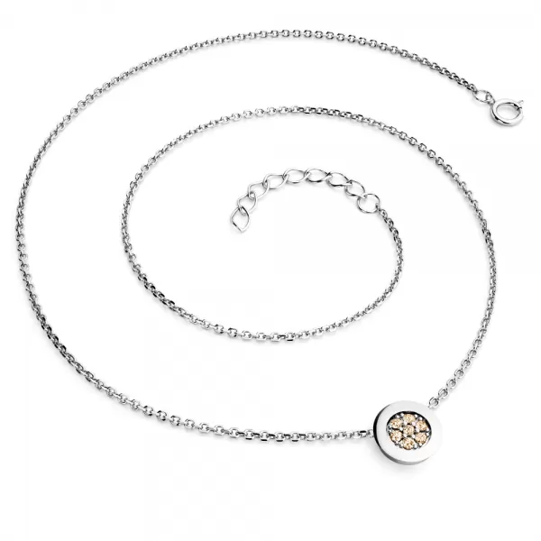 Dámský náhrdelník zlato mix 585/1000 přírodní diamant 0.084 ct brilianty Champagne 10902-NH01-B-Champ