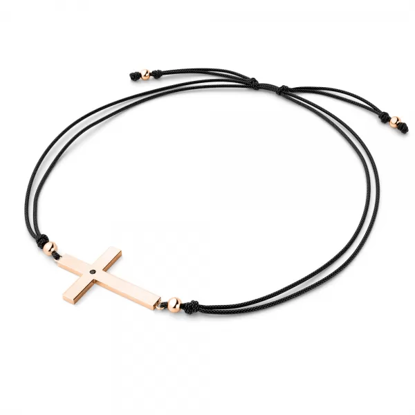 Kabbalah náramek s křížem a černým diamantem 10947-NRS-CER-CV-Black
