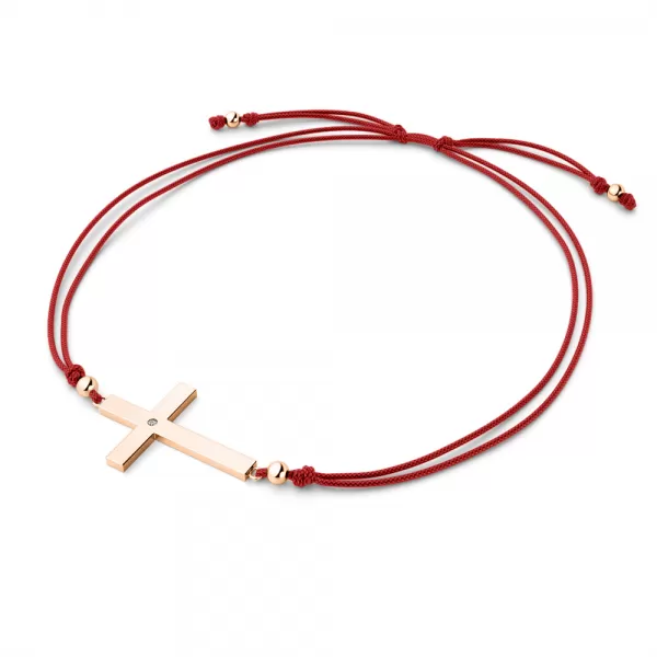 Šňůrkový náramek kříž s diamantem 10947-NRS-CV-CV-DIA