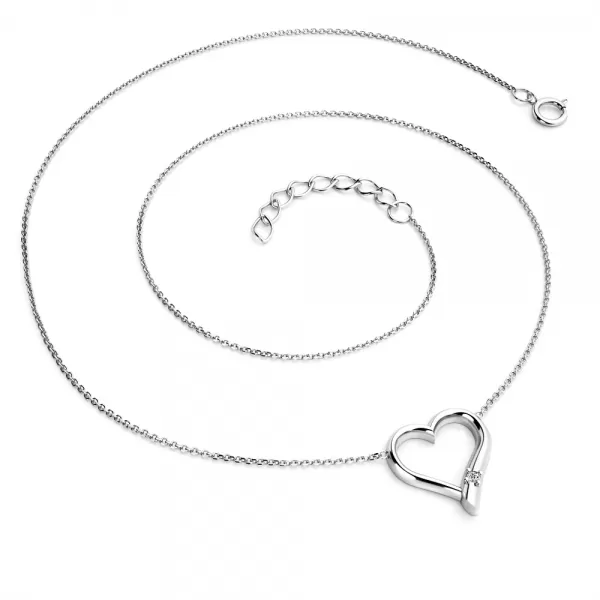 Náhrdelník srdce s briliantem v bílém zlatě 10917-NH01-B