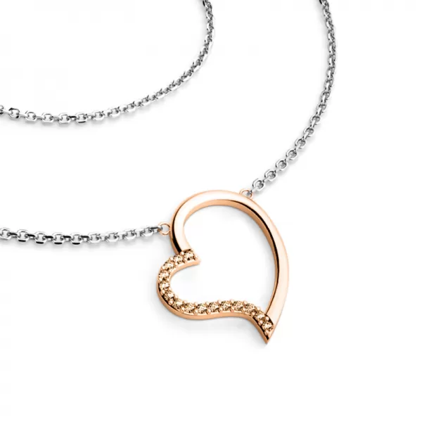 Náhrdelník srdce s Champagne diamanty 10948-NH01-CVB-Champ