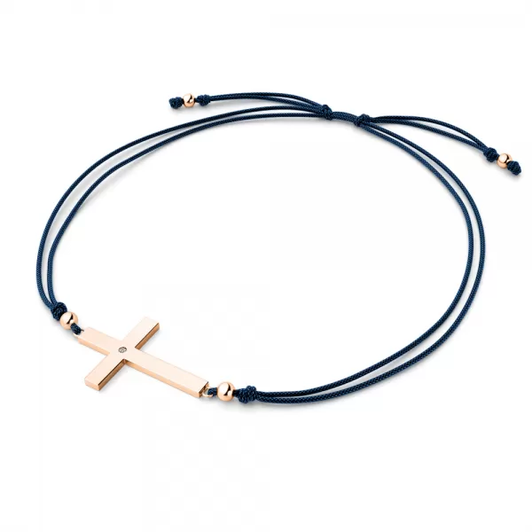 Šňůrkový náramek kříž s diamantem 10947-NRS-MOD-CV-DIA