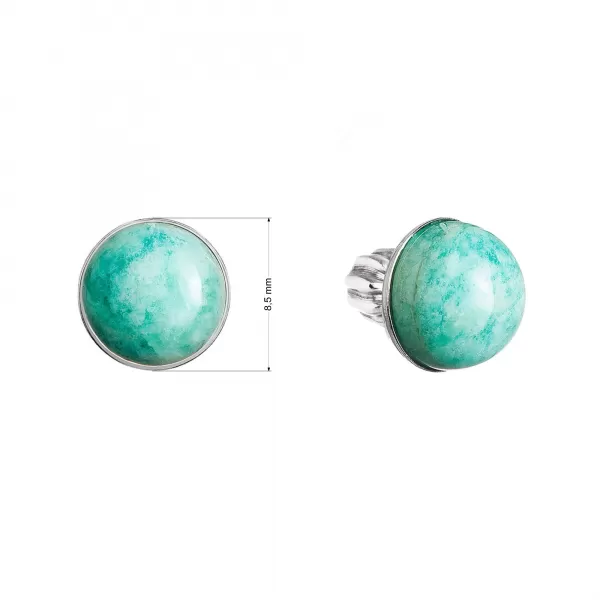 Stříbrné náušnice pecky s pravými minerálními kameny kulaté 11491.3 Amazonit Brazil