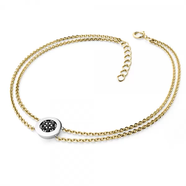 Náramek s černými diamanty 10902-NR02-ZLB-Black