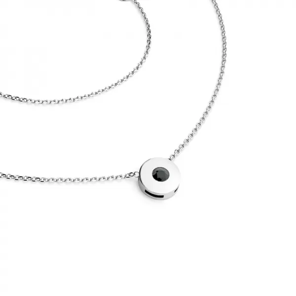 Náhrdelník s černým diamantem v bílém zlatě 10911-NH01-B-Black