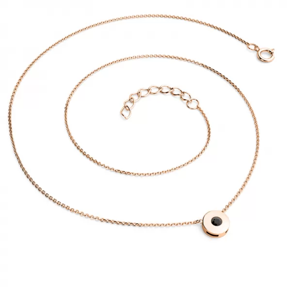 Dámský náhrdelník růžové zlato 585/1000 přírodní diamant 0.055 ct černý v růžovém 10911-NH01-CV-Black