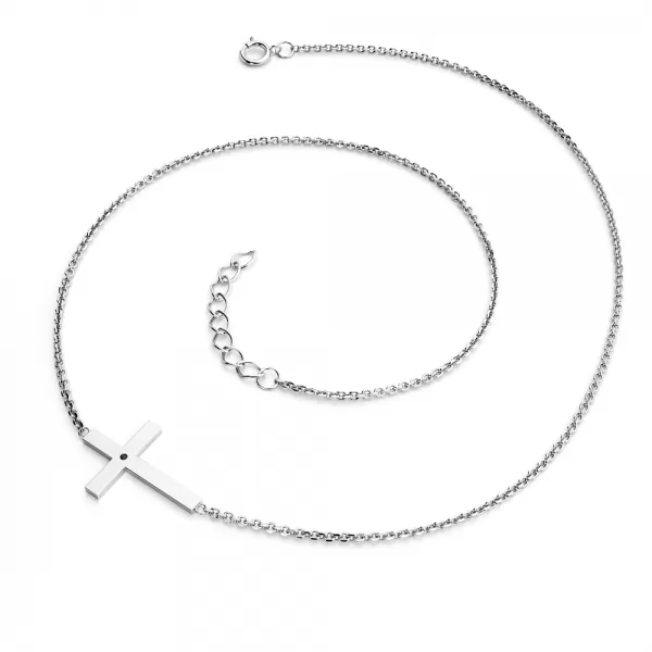 Náhrdelník s křížem a černým diamantem 10947-NH01-B-Black