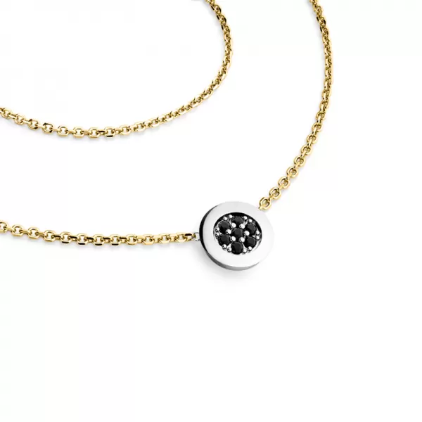 Náhrdelník s černými brilianty 10902-NH01-ZLB-Black