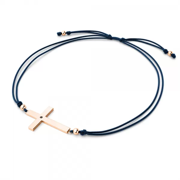 Kabbalah náramek s křížem a černým diamantem 10947-NRS-MOD-CV-Black