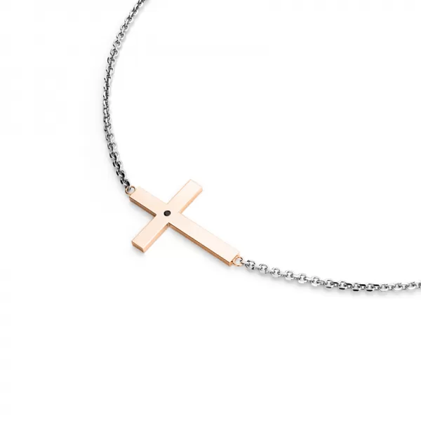 Náhrdelník s křížem a černým diamantem 10947-NH01-BCV-Black
