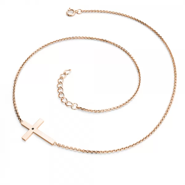 Náhrdelník s křížem a černým diamantem 10947-NH01-CV-Black