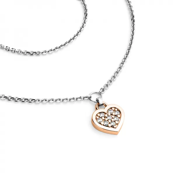 Náhrdelník se srdíčkem s brilianty 10881-NH01A-CVB