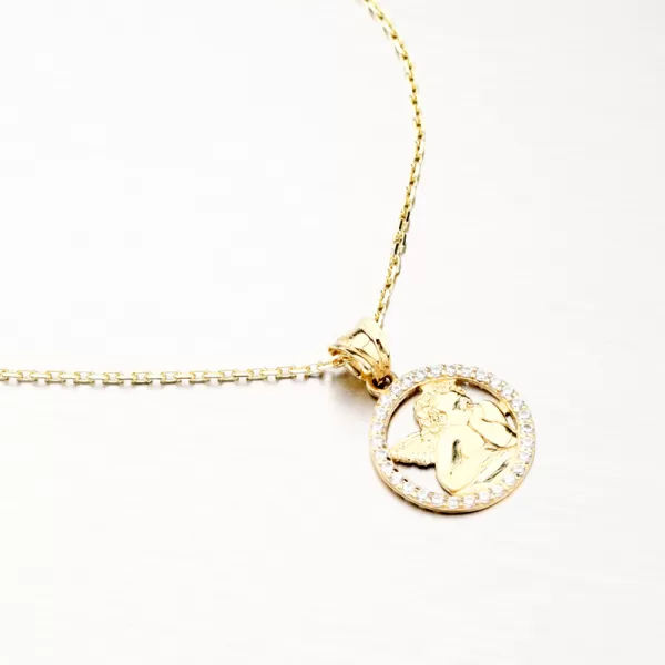 Dámský přívěsek žluté zlato 585 zirkon anděl PKL13-005