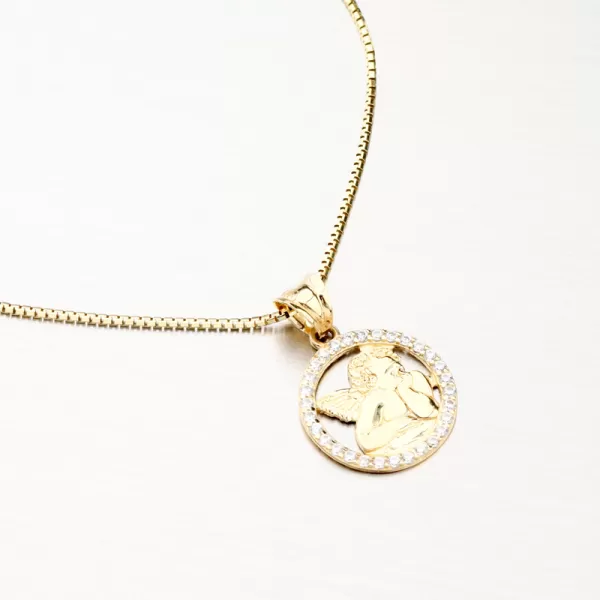 Dámský přívěsek žluté zlato 585 zirkon anděl PKL13-005