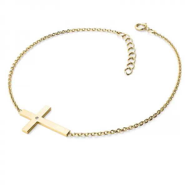 Zlatý náramek kříž s diamantem 10947-NR01-ZL