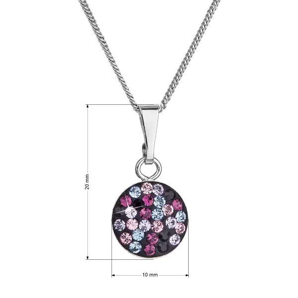 Stříbrný náhrdelník se Swarovski krystaly kulatý fialový 32086.3 magic violet