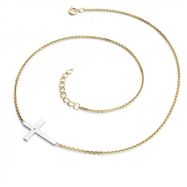 Náhrdelník s křížem a diamantem 10947-NH01-ZLB