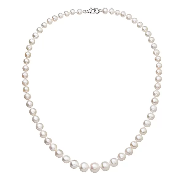 Perlový náhrdelník z odstupňovaných pravých říčních perel bílý 22040.1