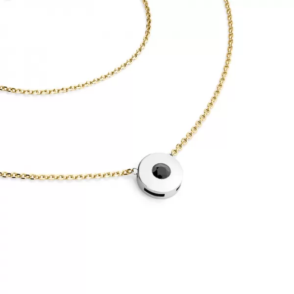 Dámský náhrdelník zlato mix 585/1000 přírodní diamant 0.055 ct černý 10911-NH01-ZLB-Black