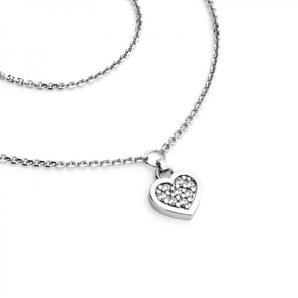 Náhrdelník z bílého zlata se srdíčkem s brilianty 10881-NH01A-B