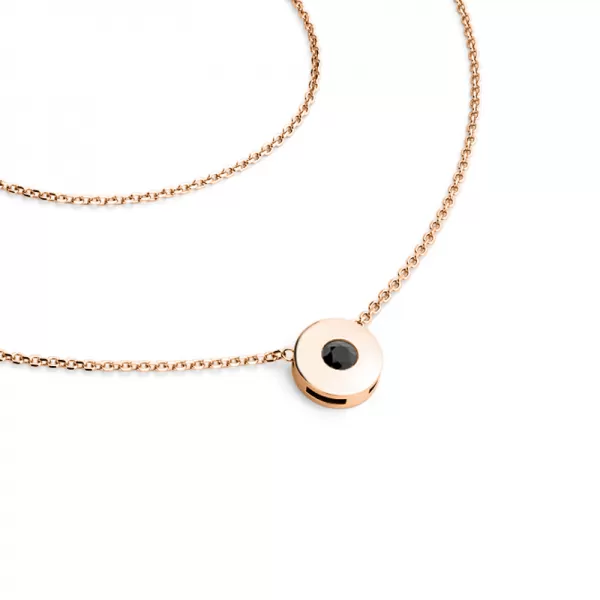 Náhrdelník s černým diamantem v růžovém zlatě 10911-NH01-CV-Black