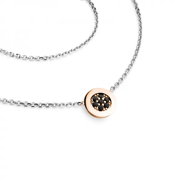 Dámský náhrdelník zlato mix 585/1000 přírodní diamant 0.084 ct černé brilianty 10902-NH01-BCV-Black