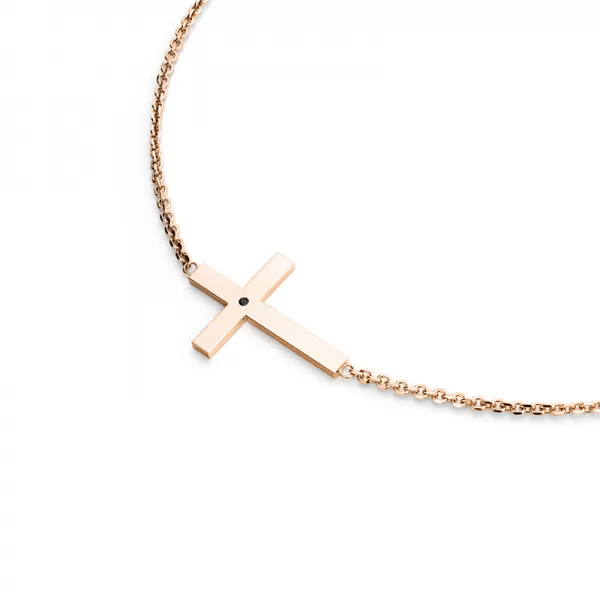 Náhrdelník s křížem a černým diamantem 10947-NH01-CV-Black