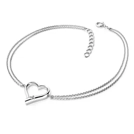 Dámský náramek bílé zlato 585/1000 přírodní diamant 0.012 ct G/SI srdce a briliantem 10917-NR02-B
