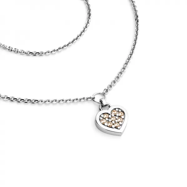 Náhrdelník z bílého zlata se srdíčkem s brilianty 10881-NH01A-B-Champ