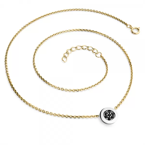 Dámský náhrdelník zlato mix 585/1000 přírodní diamant 0.084 ct černé brilianty 10902-NH01-ZLB-Black