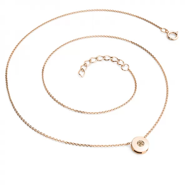 Náhrdelník s Champagne briliantem v růžovém zlatě 10911-NH01-CV-Champ