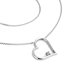 Dámský náhrdelník bílé zlato 585/1000 přírodní diamant 0.027 ct G/SI srdce s briliantem - 10875-NH01-B