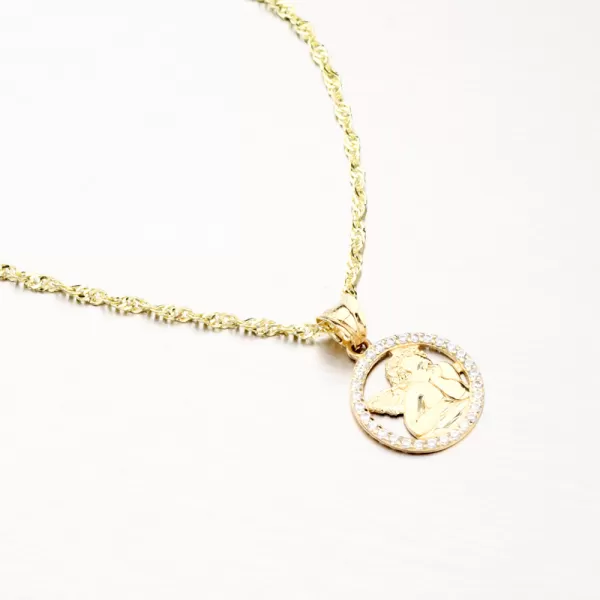 Dámský přívěsek žluté zlato 585 zirkon anděl PKL13-005