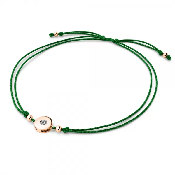 Šňůrkový náramek kabbalah s bílým diamantem 10911-NRS-ZEL-CV-DIA