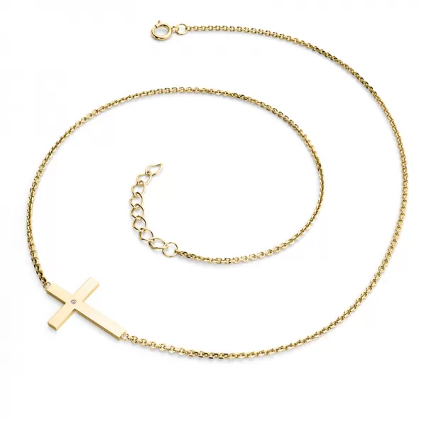 Náhrdelník s křížem a diamantem ve žlutém zlatě 10947-NH01-ZL
