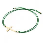 Šňůrkový náramek kříž s diamantem Champagne 10947-NRS-ZEL-ZL-Champ