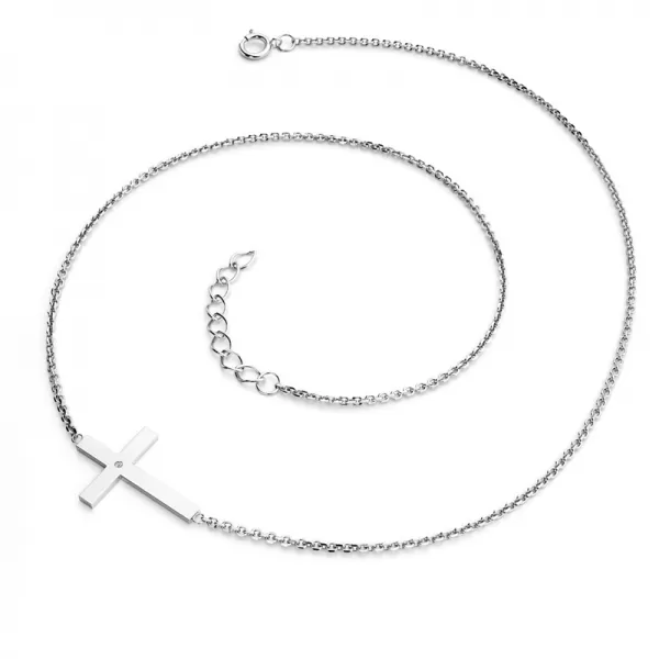 Náhrdelník s křížem a diamantem v bílém zlatě 10947-NH01-B