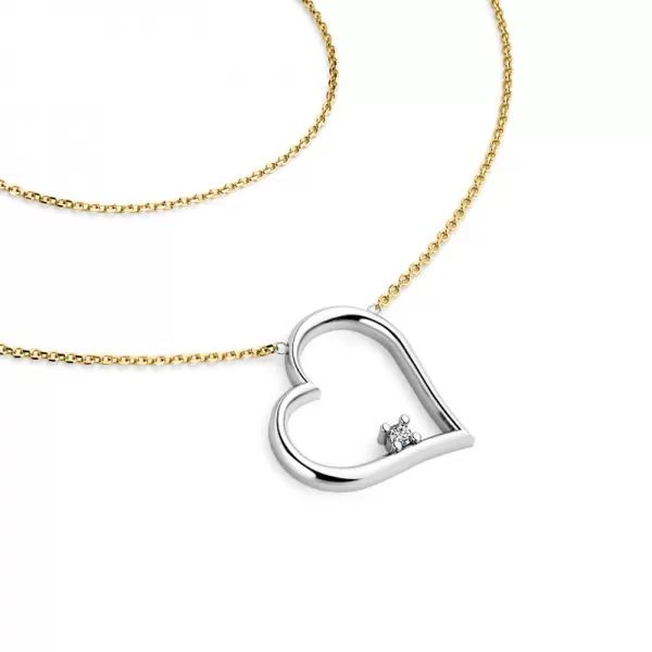 Dámský náhrdelník žluté zlato 585/1000 přírodní diamant 0.027 ct G/SI srdce s briliantem - 10875-NH01-ZL