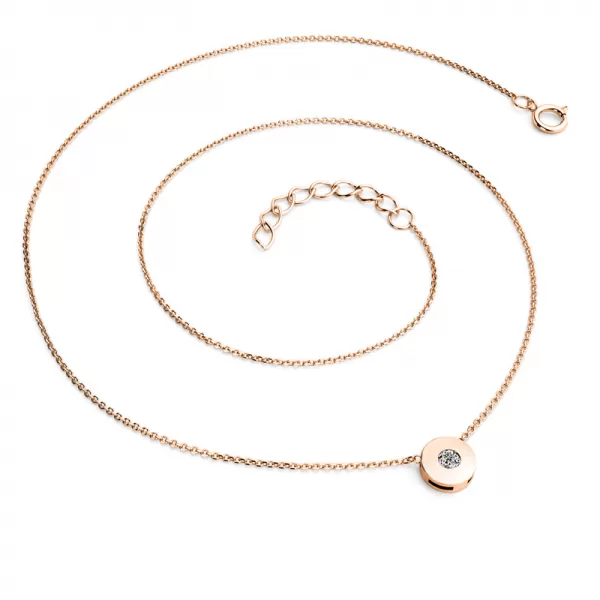 Dámský náhrdelník růžové zlato 585/1000 přírodní diamant 0.055 ct G/SI briliantem 10911-NH01-CV