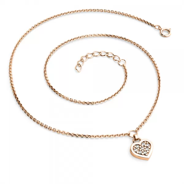 Dámský náhrdelník růžové zlato 585/1000 přírodní diamant 0.096 ct G/SI srdce s brilianty 10881-NH01A-CV