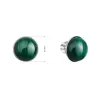 Stříbrné náušnice pecky s pravými minerálními kameny kulaté 11491.3 Malachit
