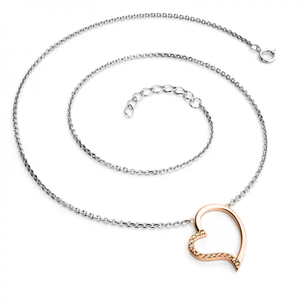 Náhrdelník srdce s Champagne diamanty 10948-NH01-CVB-Champ