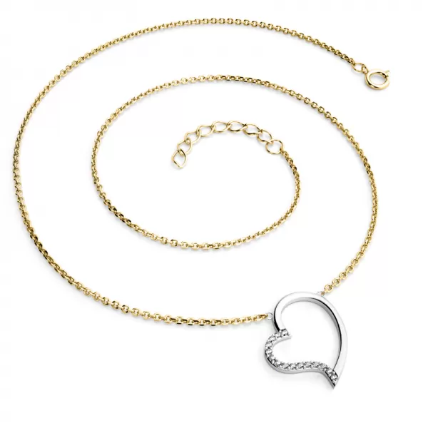 Náhrdelník srdce s diamanty 10948-NH01-ZLB